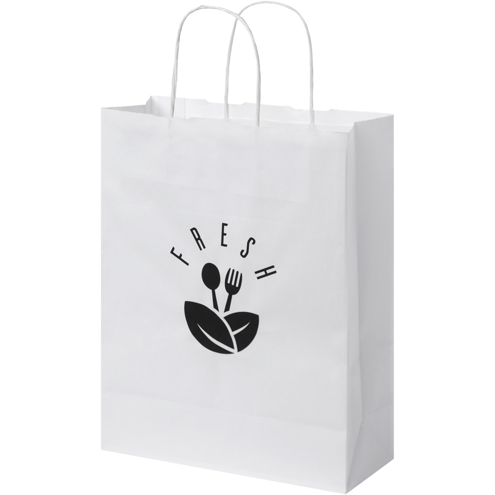 Kraftpapiertasche 80 g/m² mit gedrehten Griffen – 25 × 11 × 32 cm, Produktbild