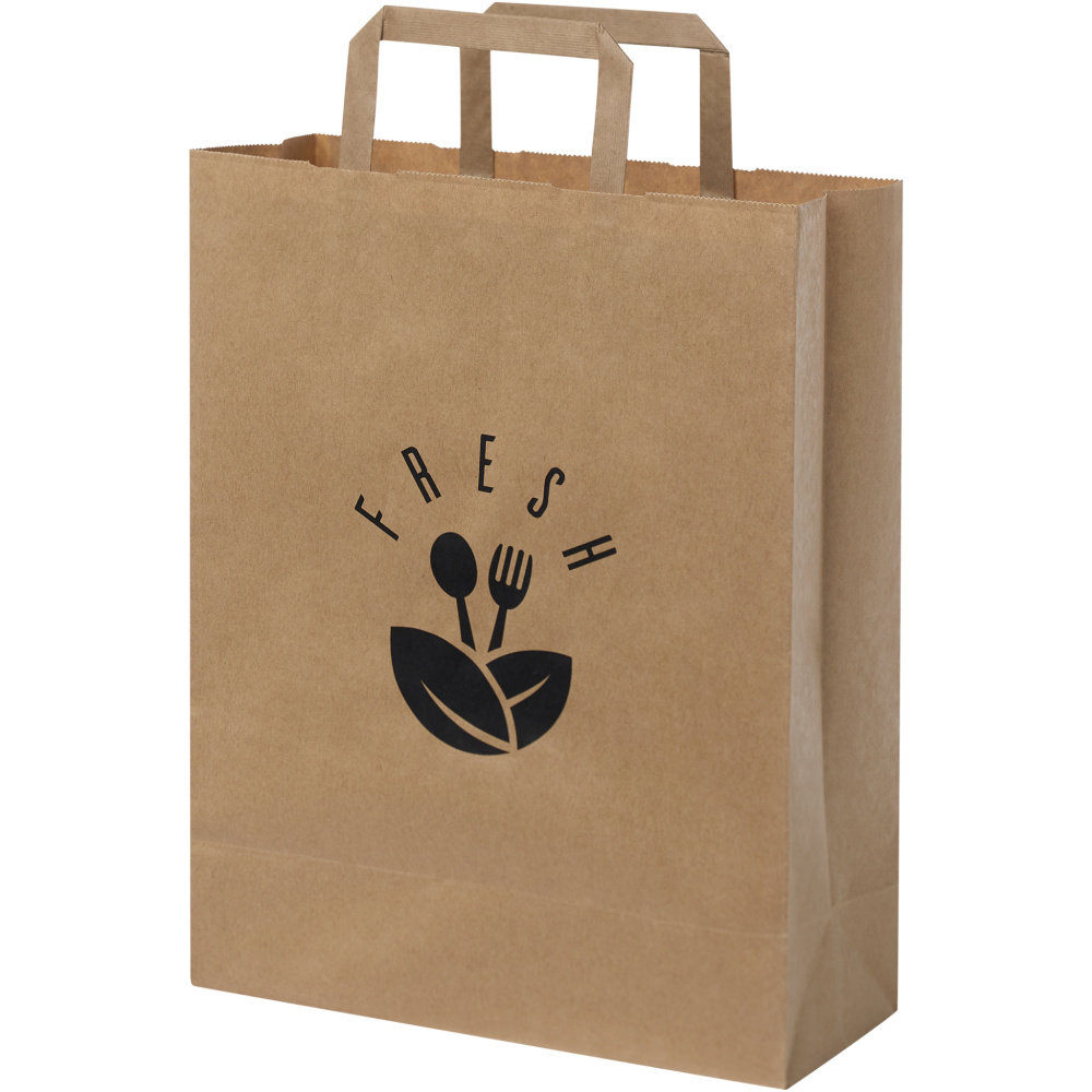Kraftpapiertasche 80-90 g/m² mit flachen Griffen – 25 × 11 × 31 cm, Kraftbraun, Produktbild