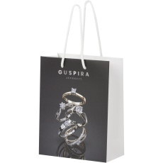 Handgefertigte 170 g/m² Integra-Papiertüte mit Kunststoff Kordelgriffen – 18 × 9 × 23 cm