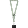 Lyra Verstellbares Lanyard aus RPET mit Telefonhalterung und Sublimationsdruck, Schwarz/Weiß