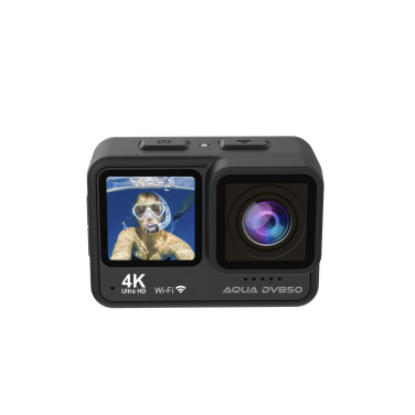 Prixton DV850 Aqua 4K Actionkamera mit zwei Bildschirmen, Produktbild, Schwarz (1)