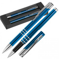 Schreibset mit Kugelschreiber und Rollerballstift NORMA, Blau