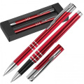 Schreibset mit Kugelschreiber und Rollerballstift NORMA, Rot