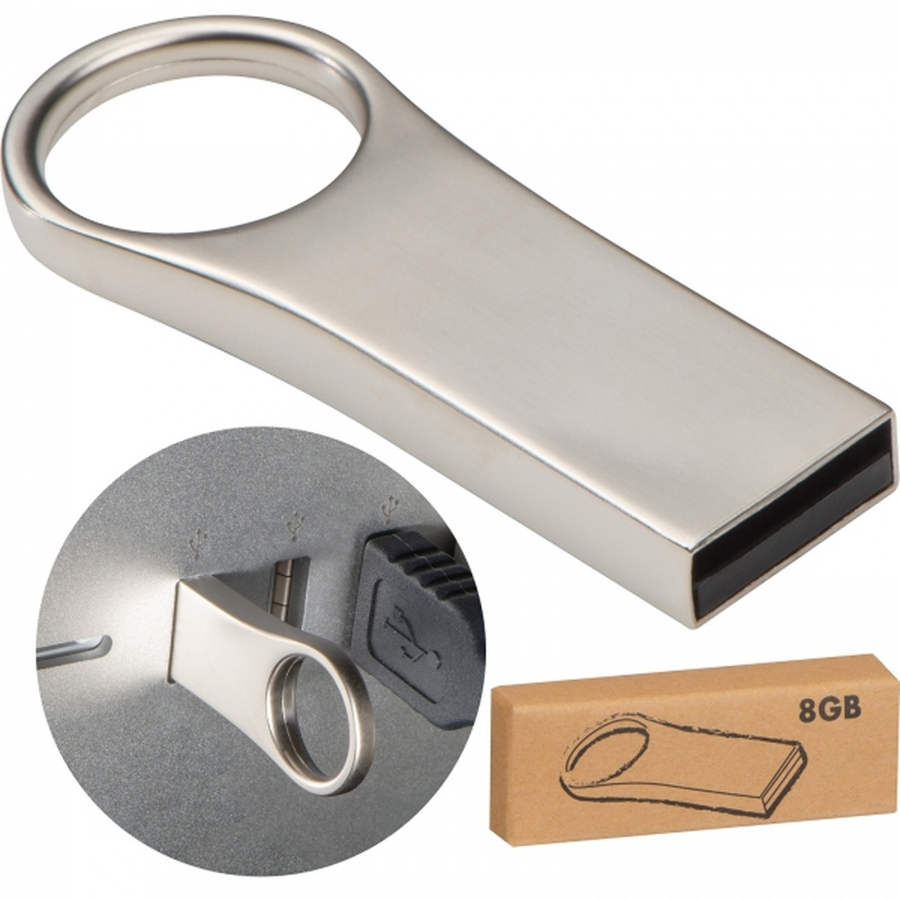 USB-Stick aus Metall, 8 GB, 2.0, ROSEMARIE, grau, Produktbild