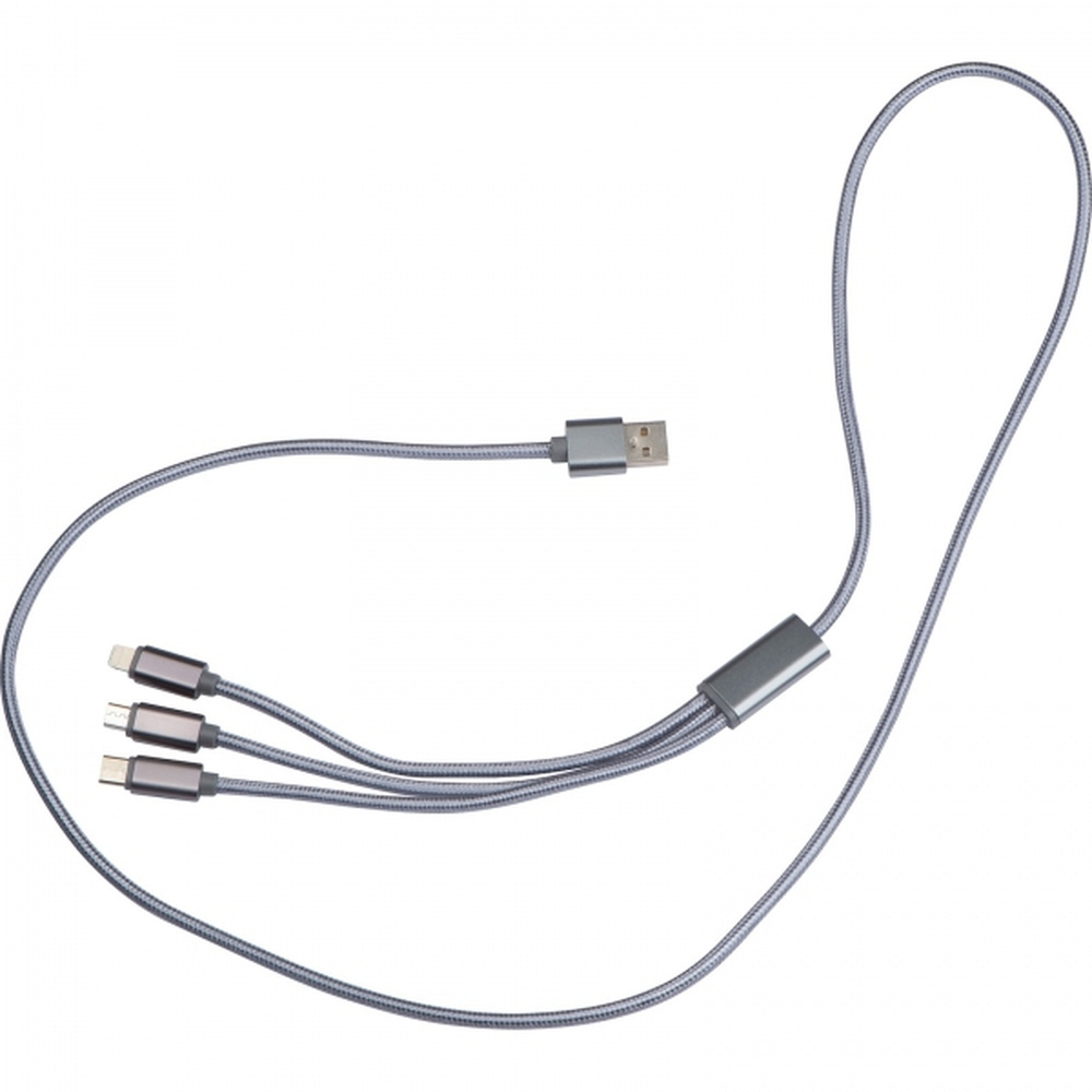 3-in-1-Ladekabel, lang 120 cm, WINOCENTY, grau, Produktbild