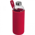 Glasflasche mit Hülle, 1000 ml, JESSICA, Rot
