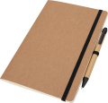 A5-Notizbuch mit leeren Seiten und Stift aus Recyclingmaterialien CHLOE, Schwarz