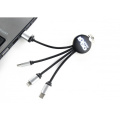 3-in-1-Ladekabel mit beleuchtetem Logo, Schwarz