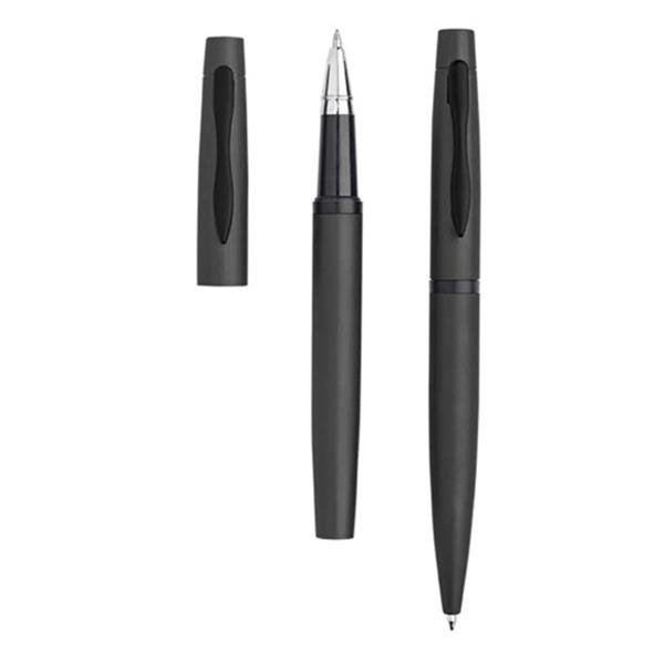 Metallkugelschreiber- und Rollerball-Set, Geschenkbox / Mety, Schwarz, Produktbild
