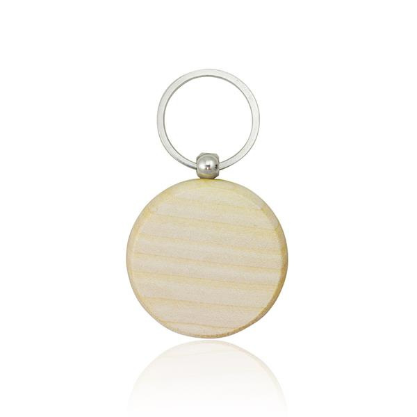 Runder Schlüsselanhänger aus Holz / Kris, Hellbraun, Produktbild
