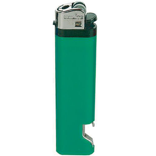 Einwegfeuerzeug mit Flaschenöffner / Opener, Grün, Produktbild