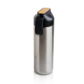 600-ml-Thermosflasche, Bambusdetail / Drinko, silberfarben