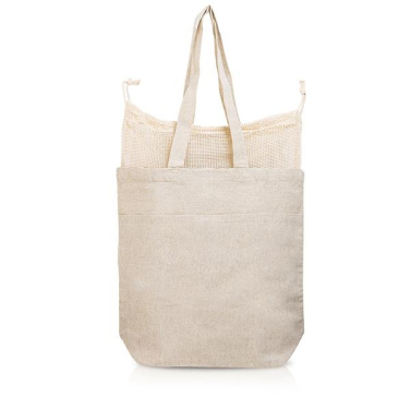 190 g Recycling-Baumwollbeutel mit Netzgewebe-Stretch / Marette, Produktbild