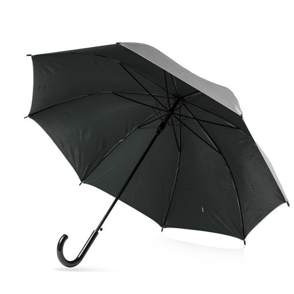 Automatischer Regenschirm, silberfarben P-190T, Kunststoffgriff / Silum, Schwarz, Produktbild