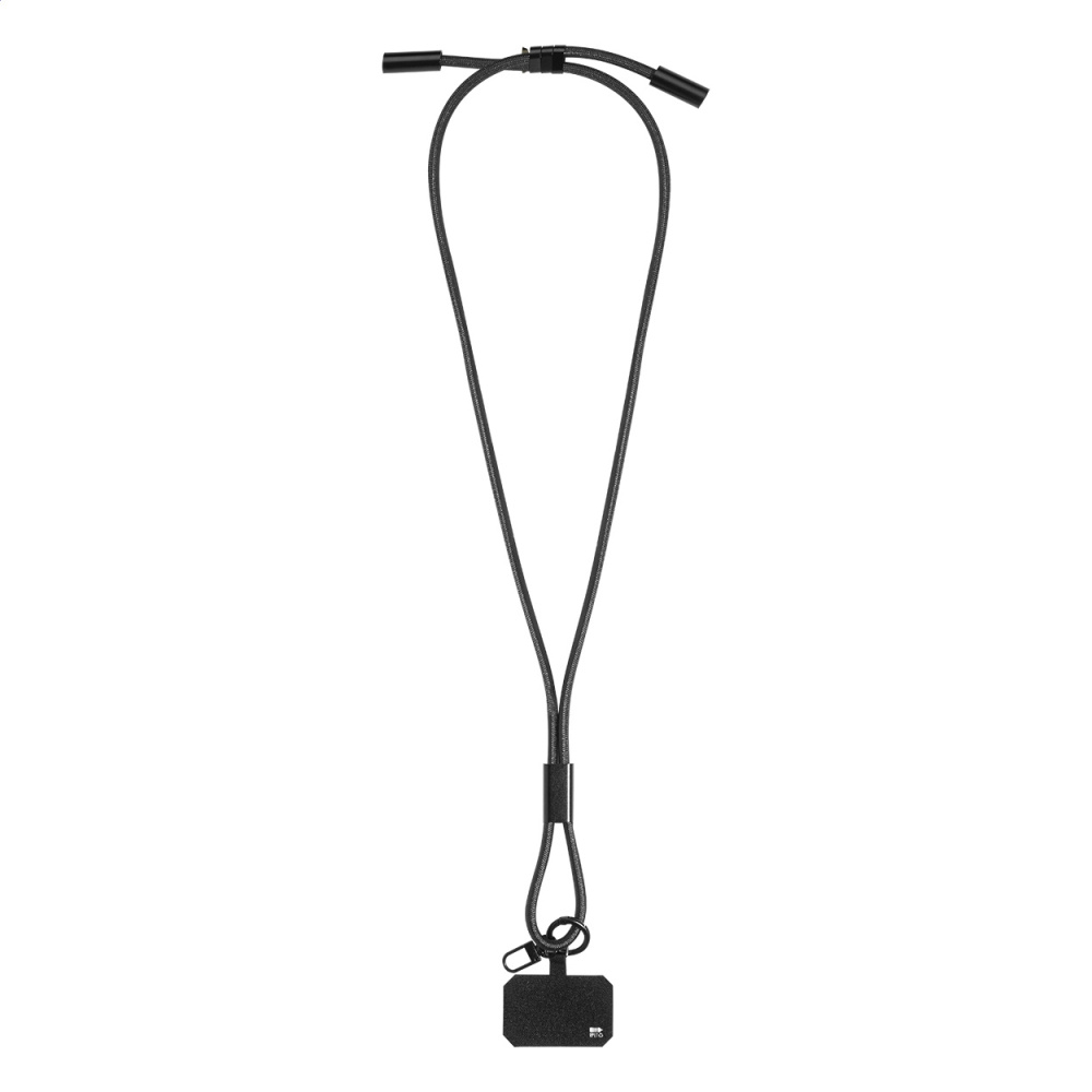 HolCharge – 60W Lanyard mit Lade- und Datenkabel aus RPET, schwarz, Produktbild (1)
