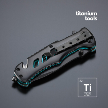 Optima stahl-notfallmesser mit titanbeschichtung, Türkis, Produktbild