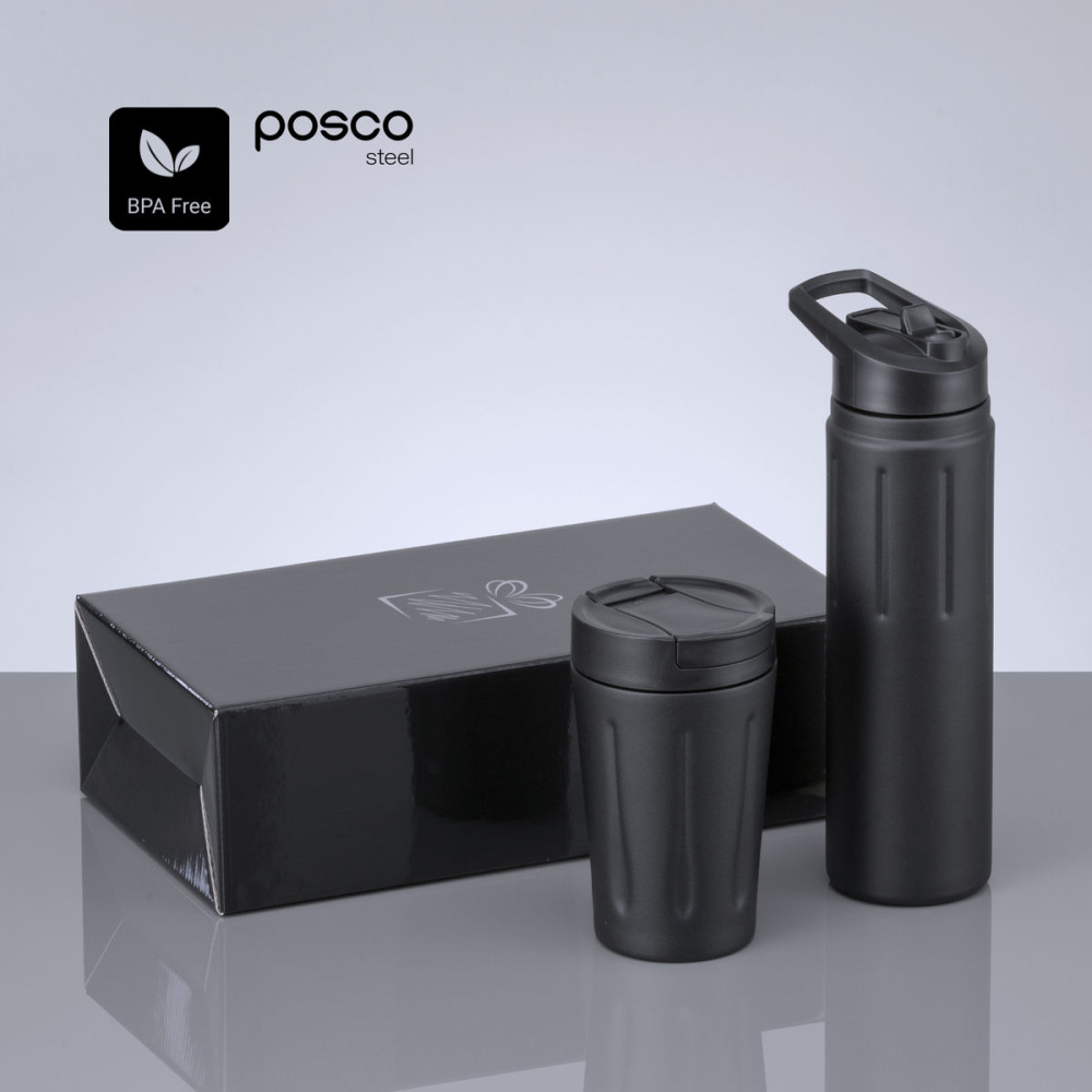 Scandic Drinking Set: Thermobecher 350 ml & Edelstahl-Wasserflasche 750 ml, Produktbild
