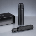 Scandic Set I: vakuum-thermos & automatischer regenschirm, Schwarz