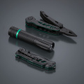 Optima Multiset: Multifunktionswerkzeug, Rettungsmesser und kleine Taschenlampe, Grün