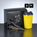 Travel Set II: nordic kaffeebecher 350 ml & optima titanium multitool, Gelb