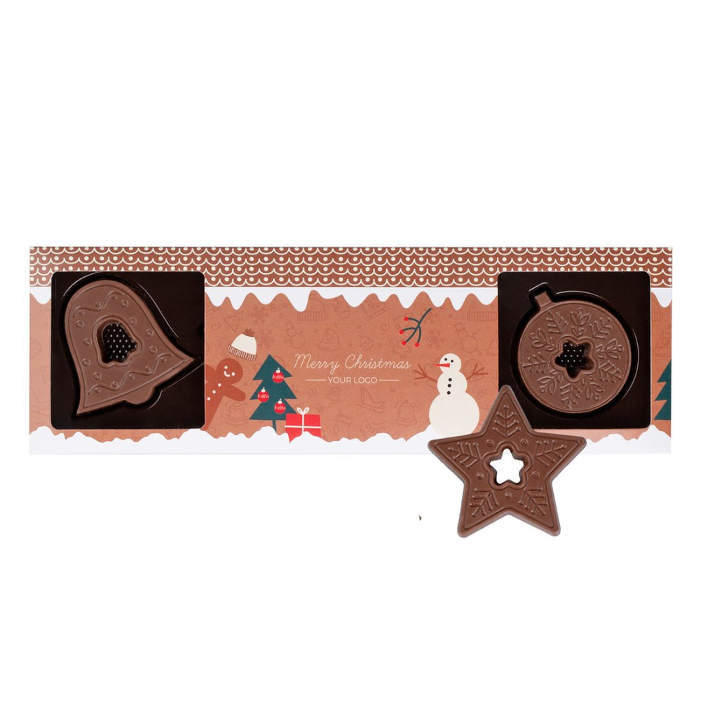 Set mit 4 Schokoladen-Weihnachtsbaumanhängern, Produktbild (1)