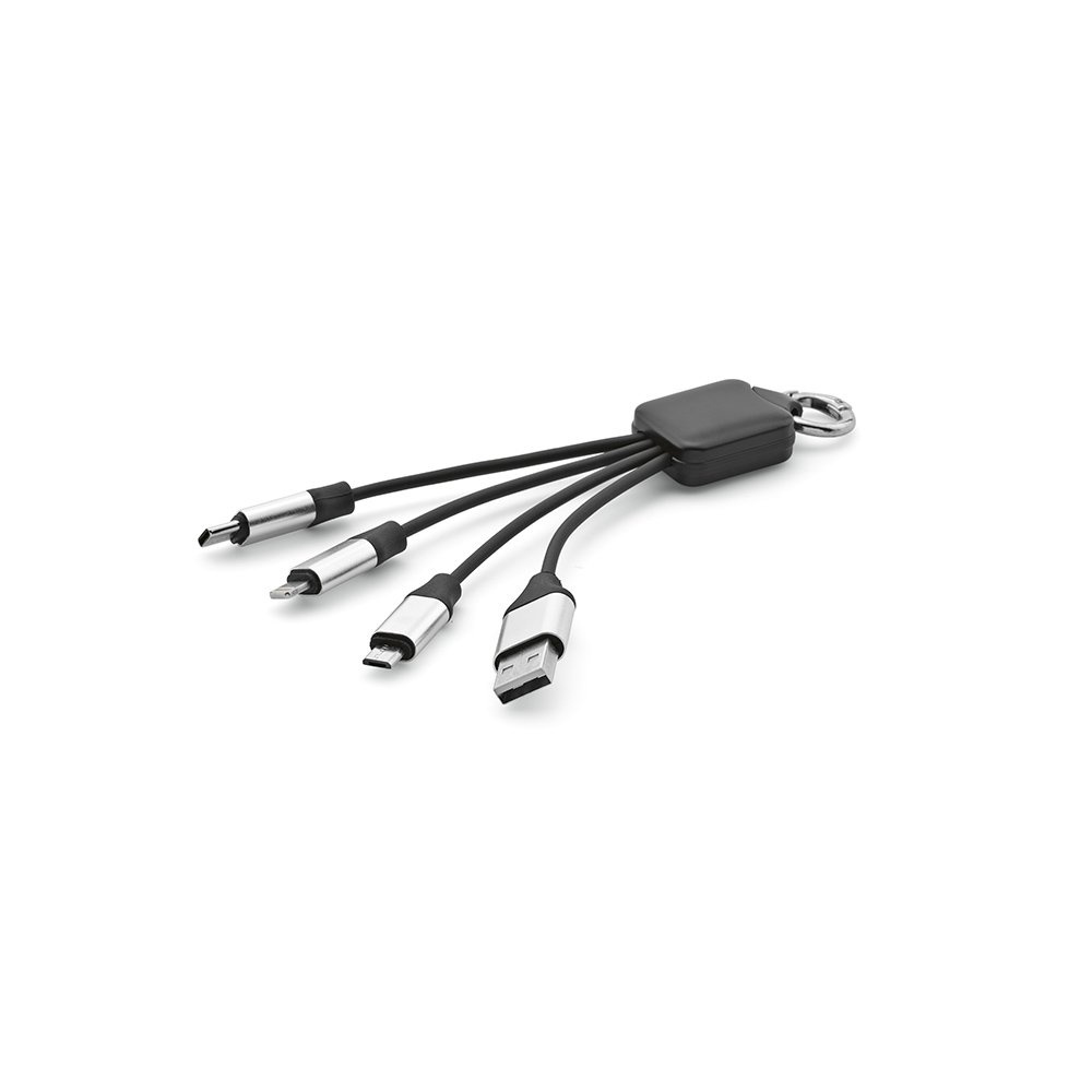 Sagan 4-in-1 Kabel aus rTPR. Mit hinterleuchtetem Logo und Aufhängeöse ACB005-103, Produktbild (1)
