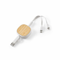Bohr 3-in-1 Ladekabel aus recy. ABS, 1 m, einziehbar, 10 W, Weiß