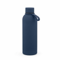 Hudson Trinkflasche 540ml aus recy. Edelstahl. Doppelwandig, gummierter Oberfläche, Marineblau