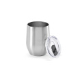 Tigris Reisebecher recy.Edelstahl, 320 ml. Doppelwandig mit Deckel, Silber