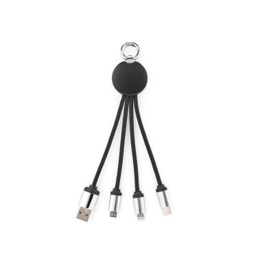Boyle 4-in-1 Ladekabel recy. ABS, 10 W, Schlüsselring, beleuchtetem Logo, Produktbild (2)