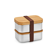 Vermeer Lunchbox, rec.Edelstahl, 1480 ml, mit Bambusdeckel und integriertem Besteck