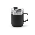 Shinano Tasse recy.Edelstahl, 440 ml. Doppelwandig mit drehbarem Deckel, Schwarz