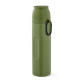 Flinders Thermos recy.Edelstahl, 1080 ml. Mit 2 Bechern und Karabiner, Armeegrün