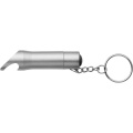 Schlüsselanhänger, Flaschenöffner, LED-Lampe, silber