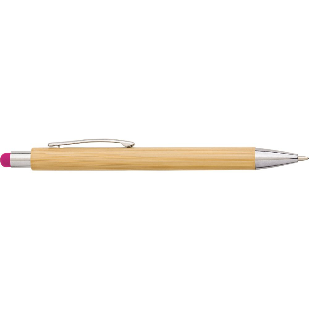 Bambus Kugelschreiber, Touch Pen, fuchsia, Produktbild (1)