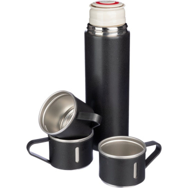 Thermosflasche 420 ml, drei Becher 150 ml, schwarz, Produktbild (4)