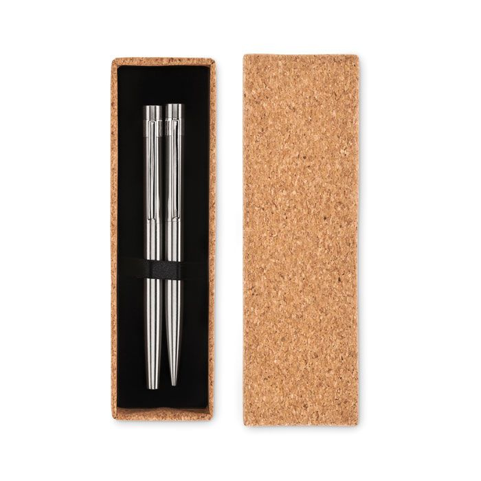 Schreibgeräte-Set aus Edelstahl, Mattsilber, Produktbild (1)