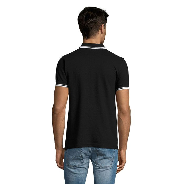 PASADENA Herren Polo 200g, Schwarz/Weiß, S, Produktbild (1)