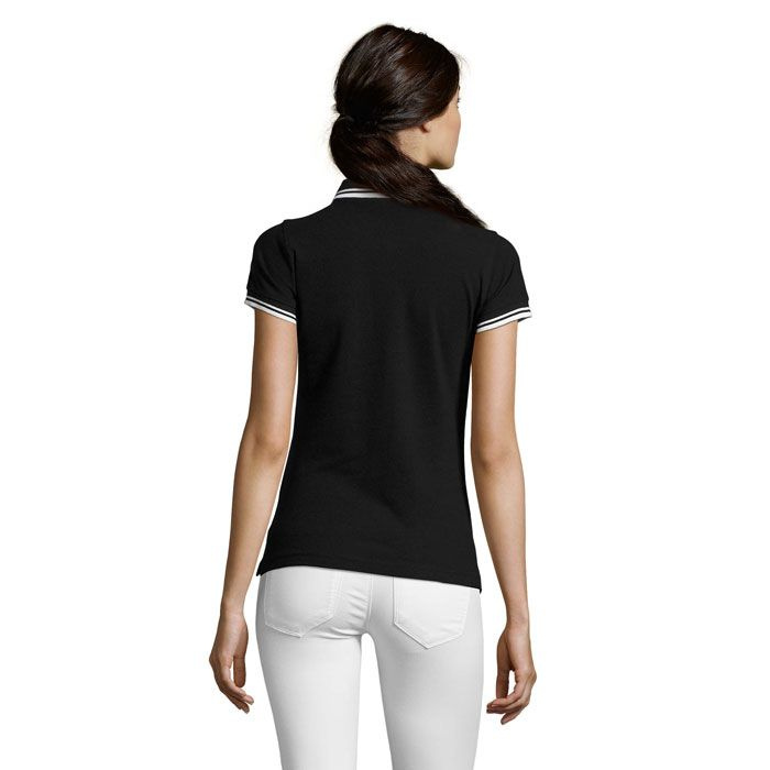 PASADENA Damen Polo 200g, Schwarz/Weiß, S, Produktbild (1)