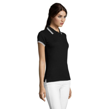 PASADENA Damen Polo 200g, Schwarz/Weiß, S, Produktbild (2)