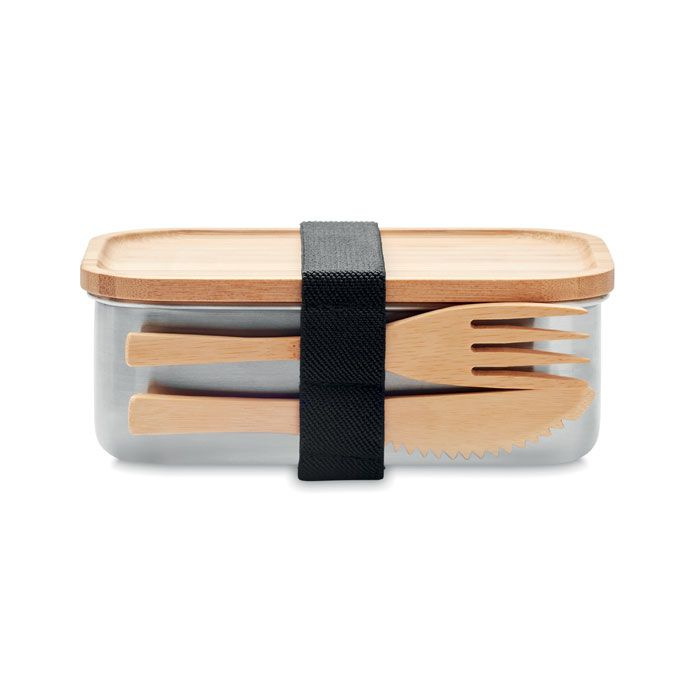 Lunchbox Edelstahl 600ml, Holz, Produktbild (1)