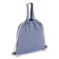 Tasche/Beutel mit Kordelzug aus recycelter Baumwolle 38x42 cm, Blau