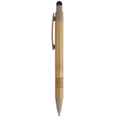 Kugelschreiber Bambus mit Touchpen und Weizenstroh Elementen, Beige / Schwarz, Produktbild (3)