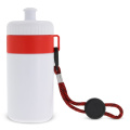 Sportflasche mit Halteschlaufe 500 ml, Weiss / Rot