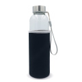 Trinkflasche aus Glas mit Neoprenhülle 500 ml, Transparent / Schwarz