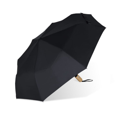 21” faltbarer Regenschirm aus R-PET -Material mit Automatiköffnung, Schwarz, Produktbild (2)