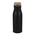 Isolier-Flasche mit Bambusdeckel, 500 ml, Schwarz