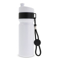 Sportflasche mit Rand und Kordel 750 ml, Weiss / Schwarz