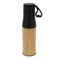 Isolierflasche Bambus mit Trageschlaufe 500 ml, Schwarz