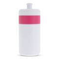 Sportflasche mit Rand 500 ml, Weiss / Rosa